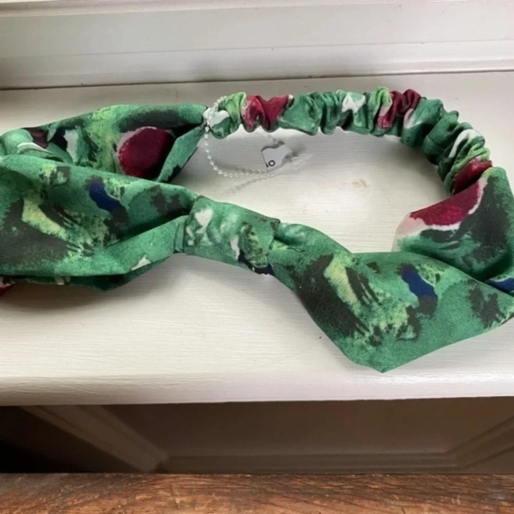 Anthropologie Green Floral Knotted Headband